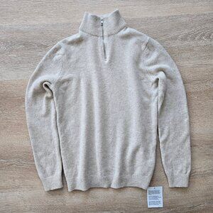 Lambswool Quarter Zip Men's Sweater Asos Design Oatmeal Size XS New With Tags